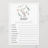 Eucalyptus kleding babyjongen douche woordscramble advieskaart (Voorkant)