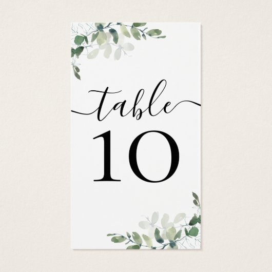 Eucalyptus klein tabelnummer BUDGET bruiloft Visitekaartje (Achterkant)