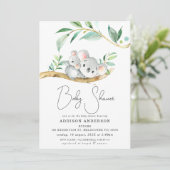 Eucalyptus Koala Beer en Joey Baby shower Kaart (Staand voorkant)
