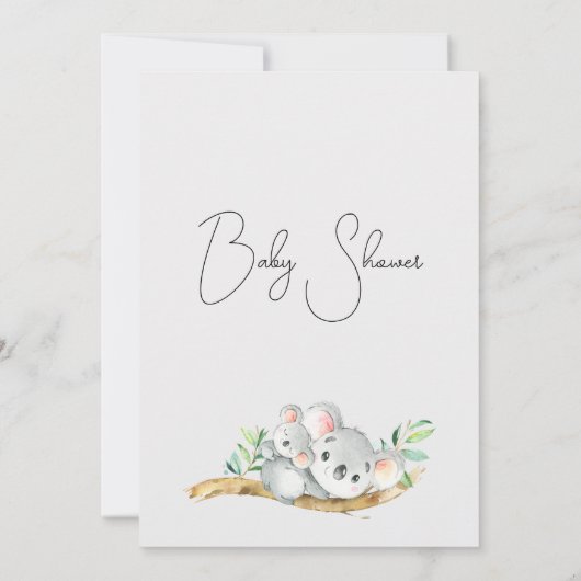 Eucalyptus Koala Beer en Joey Baby shower Kaart (Achterkant)