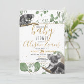 Eucalyptus Koalas goudglitter Baby shower Aankondiging (Staand voorkant)
