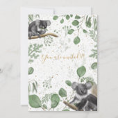 Eucalyptus Koalas goudglitter Baby shower Aankondiging (Achterkant)