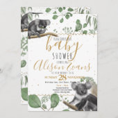 Eucalyptus Koalas goudglitter Baby shower Aankondiging (Voorkant / Achterkant)