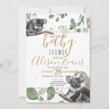 Eucalyptus Koalas goudglitter Baby shower