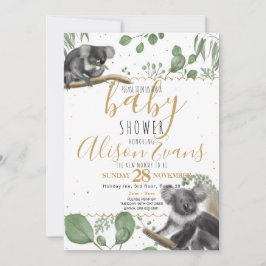 Eucalyptus Koalas goudglitter Baby shower Aankondiging