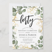 Eucalyptus krans 40e verjaardagsfeest kaart (Voorkant)