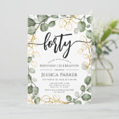 Eucalyptus krans 40e verjaardagsfeest kaart (Staand voorkant)