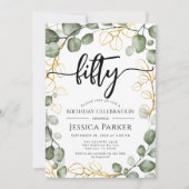Eucalyptus krans 50e verjaardagsfeest kaart (Voorkant)