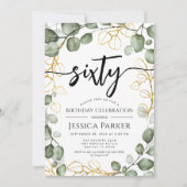 Eucalyptus krans 60e verjaardagsfeest kaart (Voorkant)