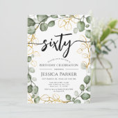 Eucalyptus krans 60e verjaardagsfeest kaart (Staand voorkant)