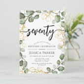 Eucalyptus krans 70e verjaardagsfeest kaart (Staand voorkant)