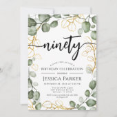 Eucalyptus Krans 90ste Verjaardagsfeestje Kaart (Voorkant)