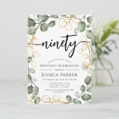 Eucalyptus Krans 90ste Verjaardagsfeestje Kaart (Staand voorkant)