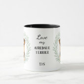 Eucalyptus Krans Airedale Terrier Honden Monogram Mok (Midden)