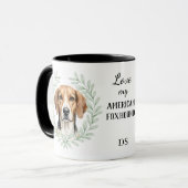 Eucalyptus Krans Amerikaanse Vosshond Monogram Mok (Voorkant links)