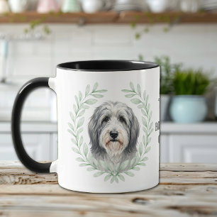 Eucalyptus Krans Bearded Collie Hond Monogram Mok
