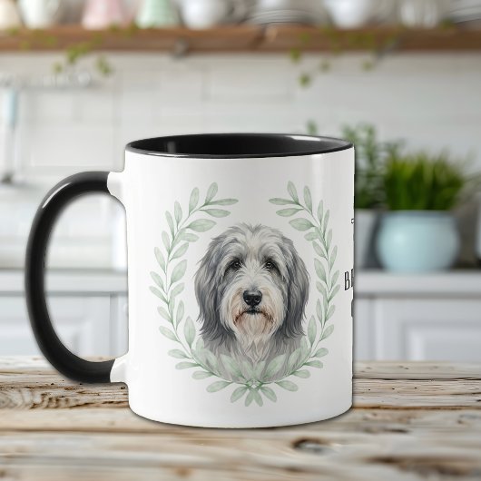 Eucalyptus Krans Bearded Collie Hond Monogram Mok