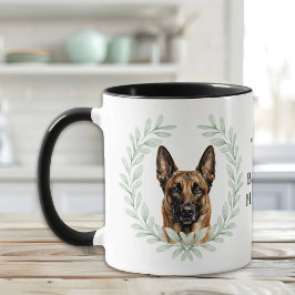 Eucalyptus Krans Belgische Malinois Hond Monogram Mok