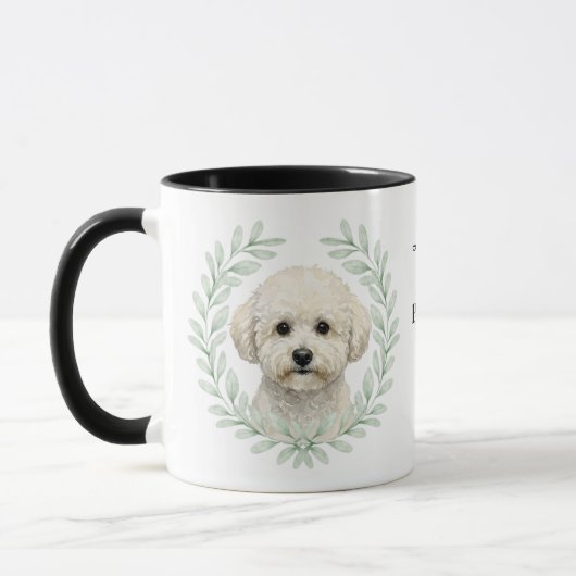 Eucalyptus Krans Bichon Frise Hond Monogram Mok (Links)