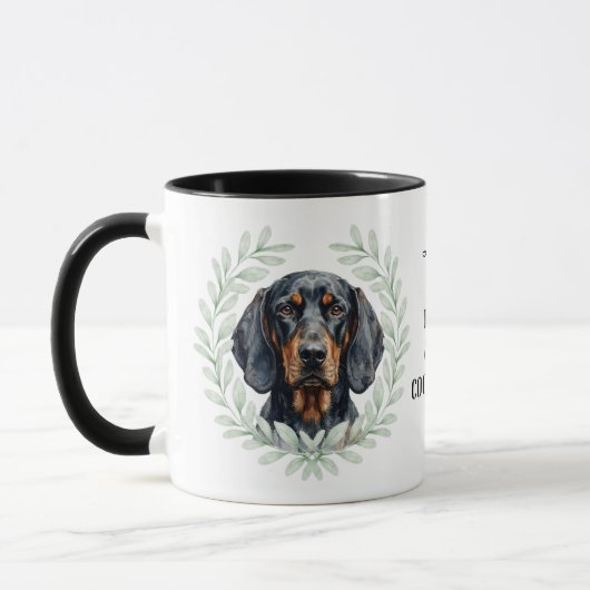 Eucalyptus Krans Black and Tan Coonhound Monogram Mok (Links)
