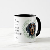 Eucalyptus Krans Black and Tan Coonhound Monogram Mok (Voorkant rechts)