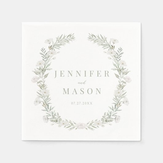 Eucalyptus Krans Bloemen Huwelijkspapier Servetten (Voorkant)