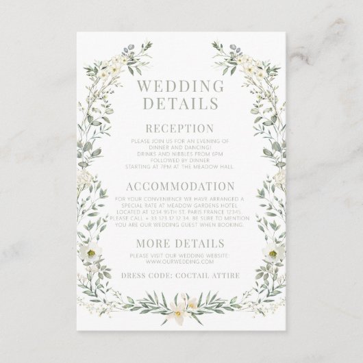 Eucalyptus krans bloemenbruiloft details kaarten (Voorkant)