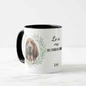 Eucalyptus Krans Bloodhound Honden Monogram Mok (Voorkant links)