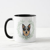 Eucalyptus Krans Blue Heeler Hond Monogram Mok (Links)