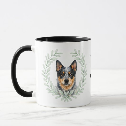 Eucalyptus Krans Blue Heeler Hond Monogram Mok (Links)