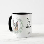 Eucalyptus Krans Blue Heeler Hond Monogram Mok (Voorkant links)