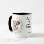 Eucalyptus Krans Border Terrier Honden Monogram Mok (Voorkant links)