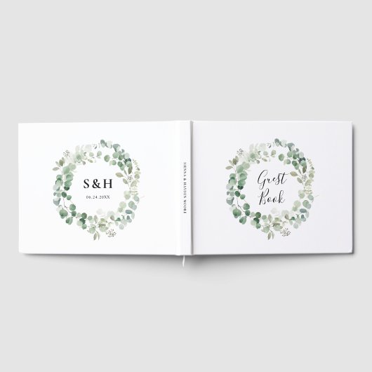 Eucalyptus krans botanische bruiloft gastenboek (Volledig)