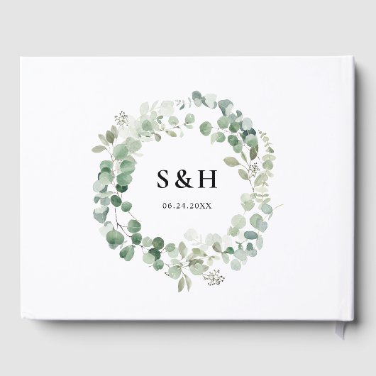 Eucalyptus krans botanische bruiloft gastenboek (Achterkant)