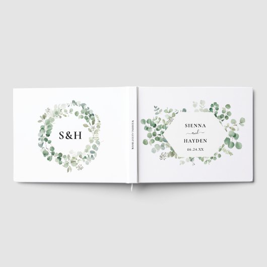 Eucalyptus krans botanische bruiloft gastenboek (Volledig)
