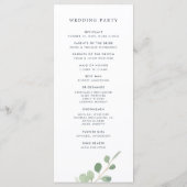 Eucalyptus krans bruiloft ceremonie programma programmakaart (Achterkant)