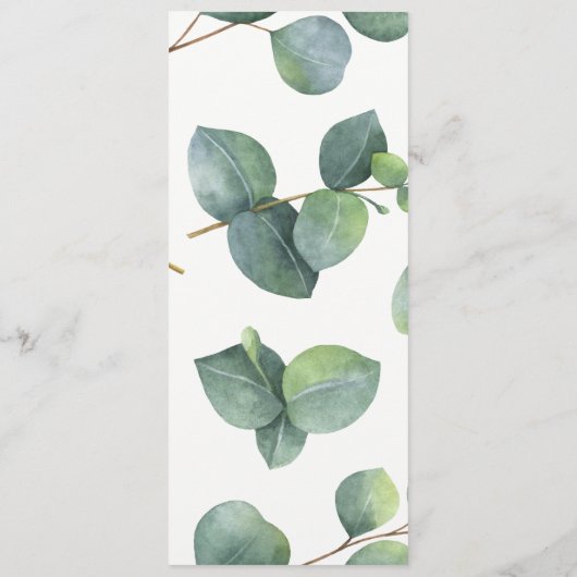 Eucalyptus krans bruiloft menu Kaart (Achterkant)