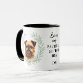 Eucalyptus Krans Brussels Griffon Hond Monogram Mok (Voorkant links)