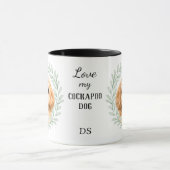 Eucalyptus Krans Buff Cockapoo Hond Monogram Mok (Midden)