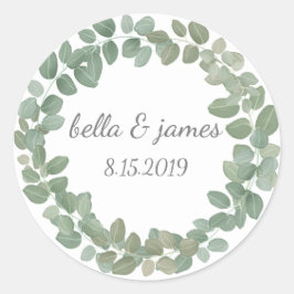 Eucalyptus krans Classic ronde Sticker