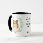 Eucalyptus Krans Collie Hond Monogram Mok (Voorkant links)