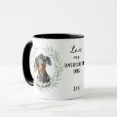 Eucalyptus Krans Dachshund Hond Monogram Mok (Voorkant links)