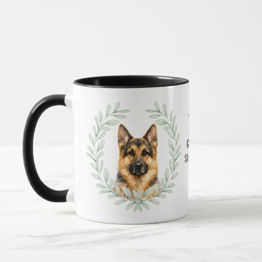 Eucalyptus Krans Duitse Herdershond Monogram Mok (Links)