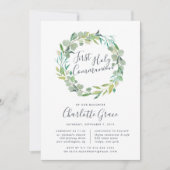 Eucalyptus krans Eerste Heilige Communie Uitnodigi Kaart (Voorkant)