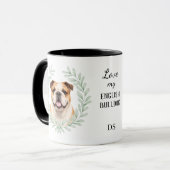 Eucalyptus Krans Engelse Bulldog Monogram Mok (Voorkant links)
