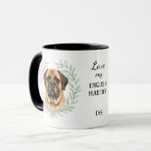 Eucalyptus Krans Engelse Mastiff Hond Monogram Mok (Voorkant links)