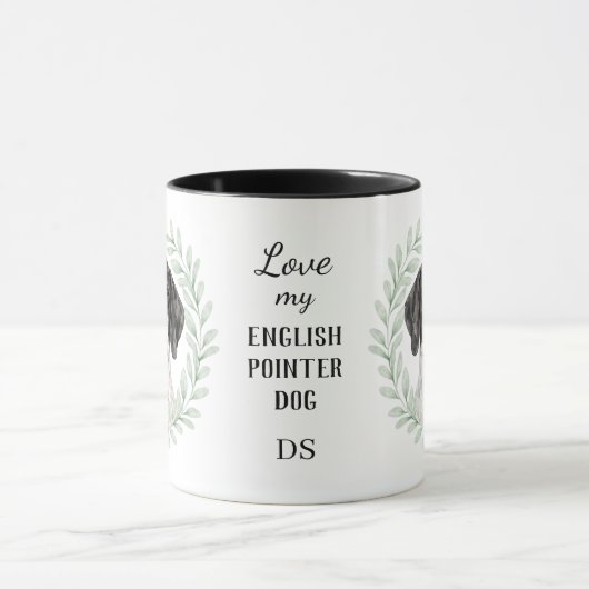 Eucalyptus Krans Engelse Pointer Hond Monogram Mok (Midden)