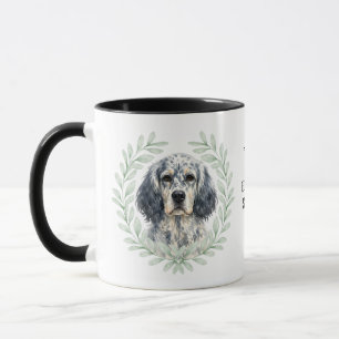 Eucalyptus Krans Engelse Setter Hond Monogram Mok