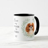 Eucalyptus Krans Engelse Toy Spaniel Hond Monogram Mok (Voorkant rechts)