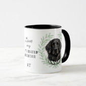 Eucalyptus Krans Flat Coated Retriever Monogram Mok (Voorkant rechts)